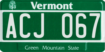 VT license plate ACJ067