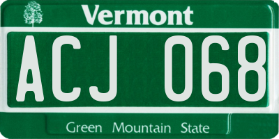 VT license plate ACJ068