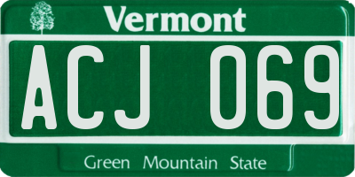 VT license plate ACJ069