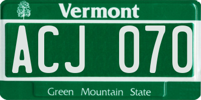 VT license plate ACJ070