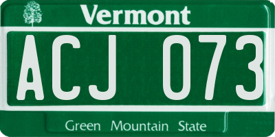 VT license plate ACJ073