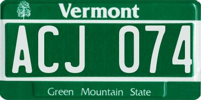 VT license plate ACJ074