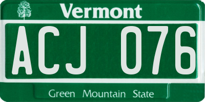 VT license plate ACJ076