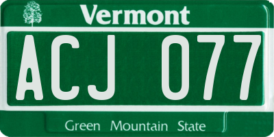 VT license plate ACJ077