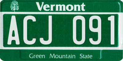 VT license plate ACJ091