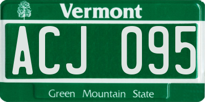 VT license plate ACJ095