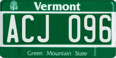 VT license plate ACJ096