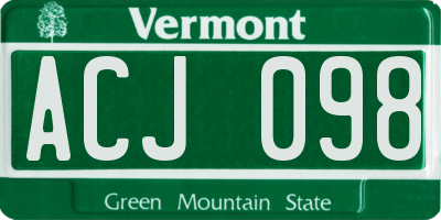 VT license plate ACJ098
