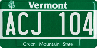 VT license plate ACJ104