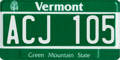 VT license plate ACJ105