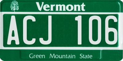 VT license plate ACJ106