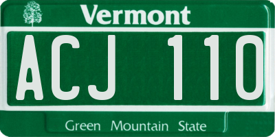 VT license plate ACJ110