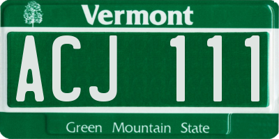 VT license plate ACJ111
