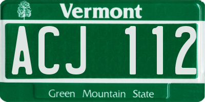 VT license plate ACJ112