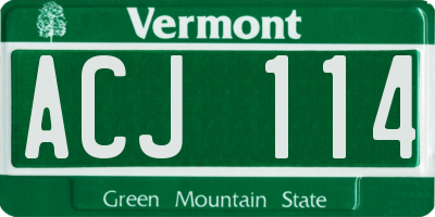 VT license plate ACJ114