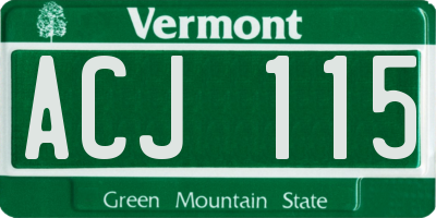 VT license plate ACJ115