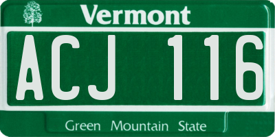 VT license plate ACJ116