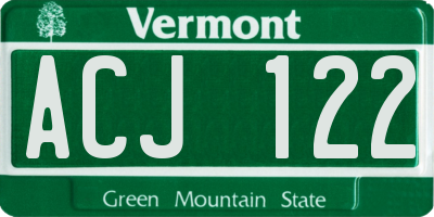 VT license plate ACJ122