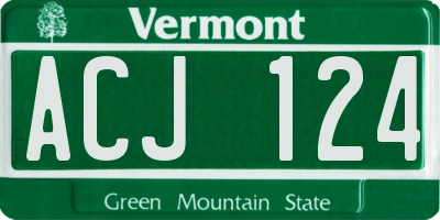 VT license plate ACJ124
