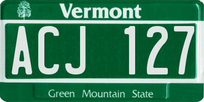 VT license plate ACJ127