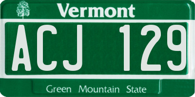 VT license plate ACJ129