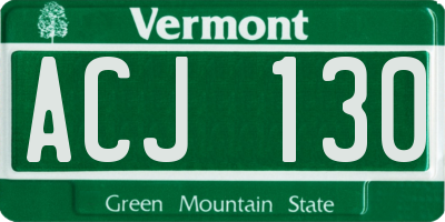 VT license plate ACJ130