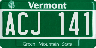 VT license plate ACJ141