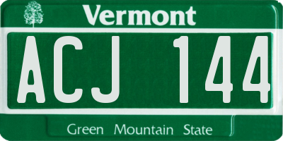 VT license plate ACJ144