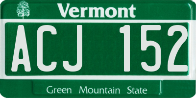 VT license plate ACJ152