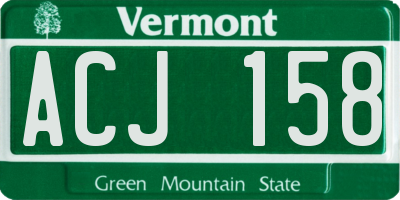 VT license plate ACJ158