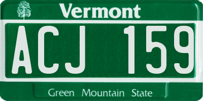 VT license plate ACJ159