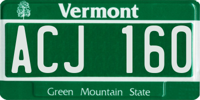 VT license plate ACJ160