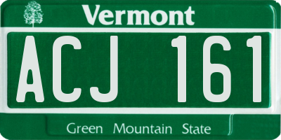 VT license plate ACJ161