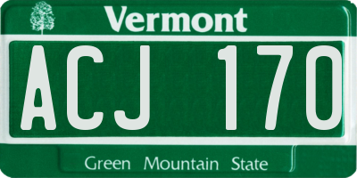 VT license plate ACJ170