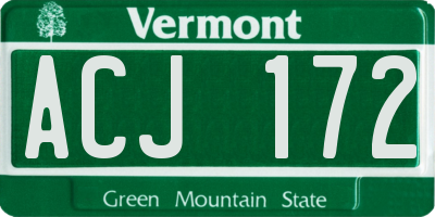 VT license plate ACJ172