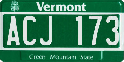 VT license plate ACJ173
