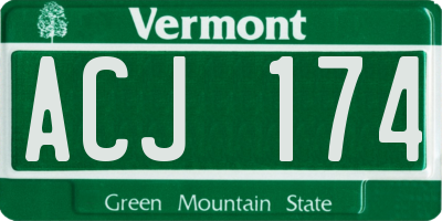 VT license plate ACJ174