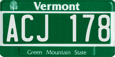 VT license plate ACJ178