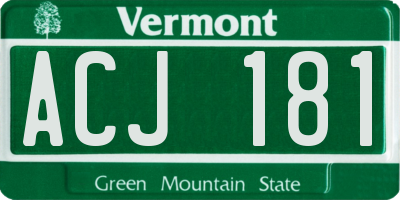 VT license plate ACJ181