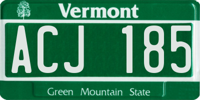 VT license plate ACJ185