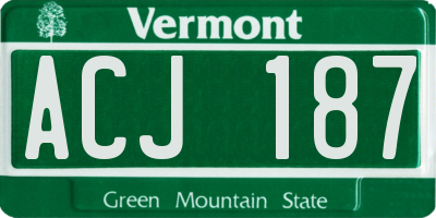 VT license plate ACJ187
