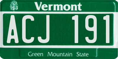 VT license plate ACJ191