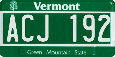 VT license plate ACJ192