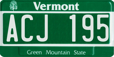 VT license plate ACJ195