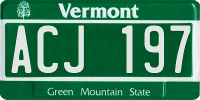 VT license plate ACJ197