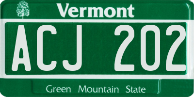 VT license plate ACJ202