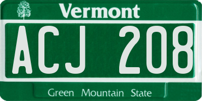 VT license plate ACJ208