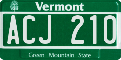 VT license plate ACJ210
