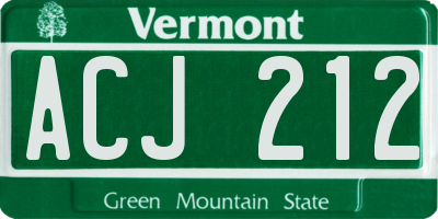 VT license plate ACJ212