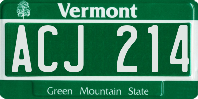 VT license plate ACJ214